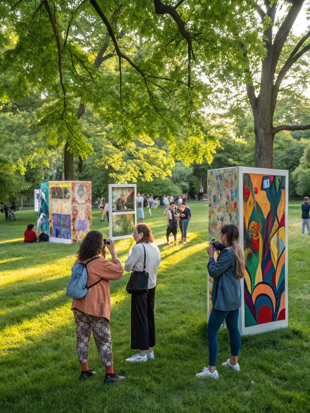 An image of local artists displaying their work at an outdoor art exhibition, emphasizing the creative spirit and community involvement.